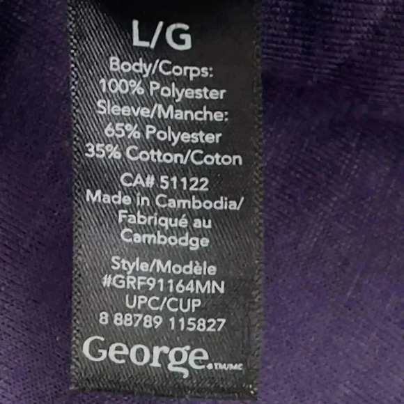 NEW!‎ GEORGE mens quilted crew popover purple/grey medium, large, XL - Picture 6 of 7